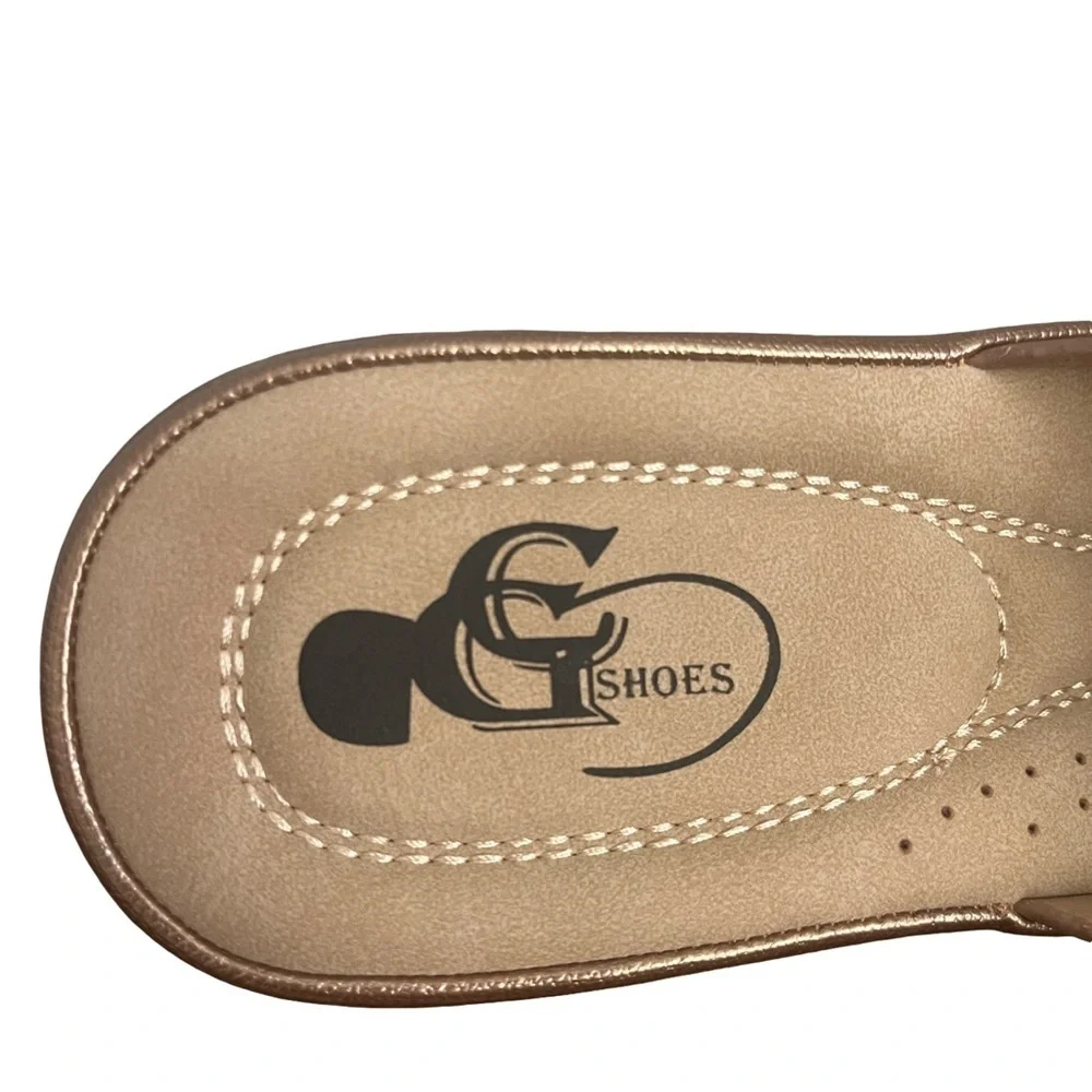 GC Women Brown Slide Sandals with Rhinestone Accents Wedge Heel Size:8. NWT.